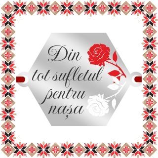 Martisor Bratara Inox Argintiu Hexagon Trandafiri Din Tot Sufletul Nasa