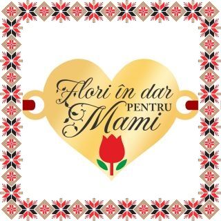 Martisor Bratara Inox Placat Aur 18K Inima Lalea Flori in Dar Mami