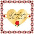 Martisor Bratara Inox Placat Aur 18K Inima Lalea Zambeste Fii Fericita