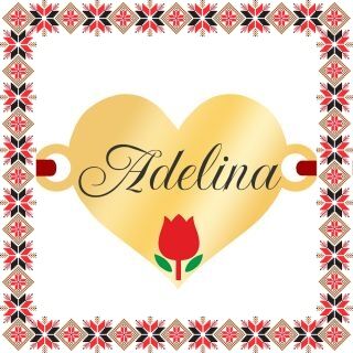 Martisor Bratara Inox Placat Aur 18K Inima Lalea Nume Adelina