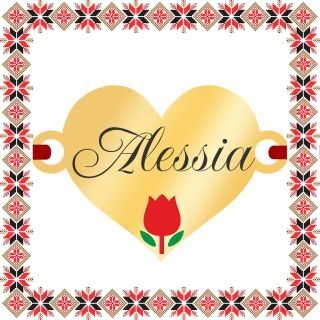 Martisor Bratara Inox Placat Aur 18K Inima Lalea Nume Alessia