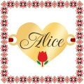 Martisor Bratara Inox Placat Aur 18K Inima Lalea Nume Alice