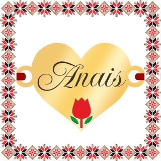 Martisor Bratara Inox Placat Aur 18K Inima Lalea Nume Anais