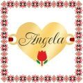 Martisor Bratara Inox Placat Aur 18K Inima Lalea Nume Angela