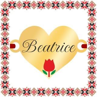 Martisor Bratara Inox Placat Aur 18K Inima Lalea Nume Beatrice