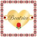 Martisor Bratara Inox Placat Aur 18K Inima Lalea Nume Beatrice