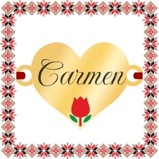 Martisor Bratara Inox Placat Aur 18K Inima Lalea Nume Carmen