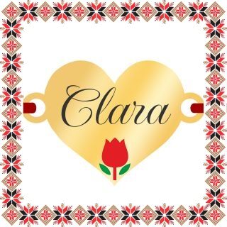 Martisor Bratara Inox Placat Aur 18K Inima Lalea Nume Clara