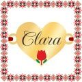 Martisor Bratara Inox Placat Aur 18K Inima Lalea Nume Clara