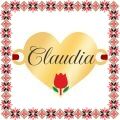 Martisor Bratara Inox Placat Aur 18K Inima Lalea Nume Claudia