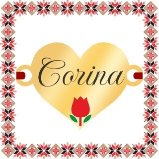 Martisor Bratara Inox Placat Aur 18K Inima Lalea Nume Corina