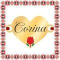 Martisor Bratara Inox Placat Aur 18K Inima Lalea Nume Corina