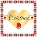 Martisor Bratara Inox Placat Aur 18K Inima Lalea Nume Cristina