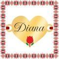 Martisor Bratara Inox Placat Aur 18K Inima Lalea Nume Diana