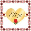 Martisor Bratara Inox Placat Aur 18K Inima Lalea Nume Eliza