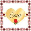 Martisor Bratara Inox Placat Aur 18K Inima Lalea Nume Ema