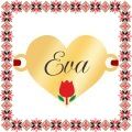 Martisor Bratara Inox Placat Aur 18K Inima Lalea Nume Eva