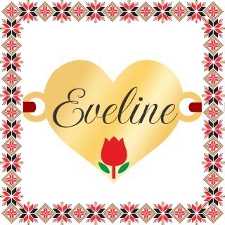 Martisor Bratara Inox Placat Aur 18K Inima Lalea Nume Eveline