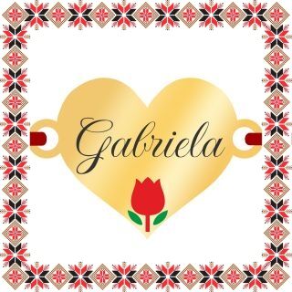 Martisor Bratara Inox Placat Aur 18K Inima Lalea Nume Gabriela