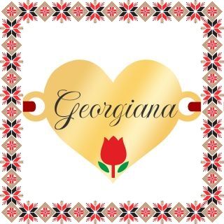 Martisor Bratara Inox Placat Aur 18K Inima Lalea Nume Georgiana