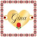 Martisor Bratara Inox Placat Aur 18K Inima Lalea Nume Gina
