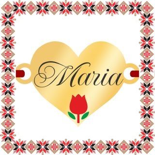 Martisor Bratara Inox Placat Aur 18K Inima Lalea Nume Maria