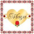 Martisor Bratara Inox Placat Aur 18K Inima Lalea Nume Maya
