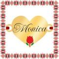 Martisor Bratara Inox Placat Aur 18K Inima Lalea Nume Monica