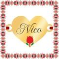 Martisor Bratara Inox Placat Aur 18K Inima Lalea Nume Nico
