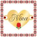 Martisor Bratara Inox Placat Aur 18K Inima Lalea Nume Nina