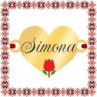 Martisor Bratara Inox Placat Aur 18K Inima Lalea Nume Simona