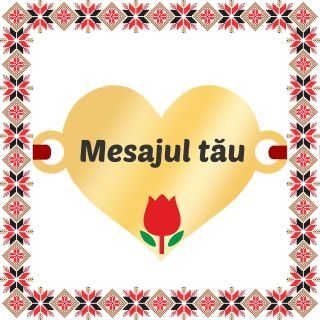 Martisor Bratara Inox Placat Aur 18K Inima Lalea Mesajul tau