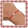 Martisor Bratara Argint 925 Placat Rodiu Alb Inimioara Trifoi