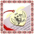 Martisor Semn de Carte Inox Inima Aurie Costi Ingerasul Salvam Suflete Kola Kariola