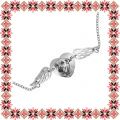 Martisor Colier Inox Argintiu Inima Aripi Costi - Ingerasul Kola Kariola