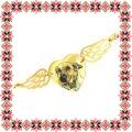 Martisor Colier Inox Auriu Inima Aripi Costi - Ingerasul Kola Kariola