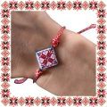 Bratara Martisor Motive Traditionale Romb Floare Inimi