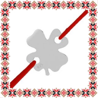 Martisor Bratara Argint 925 Placat Rodiu Alb Trifoias cu Patru foi